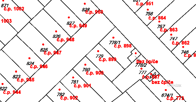 Předměstí 899, Svitavy na parcele st. 779 v KÚ Svitavy-předměstí, Katastrální mapa