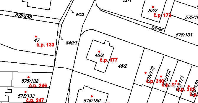 Klokoty 177, Tábor na parcele st. 46/3 v KÚ Klokoty, Katastrální mapa