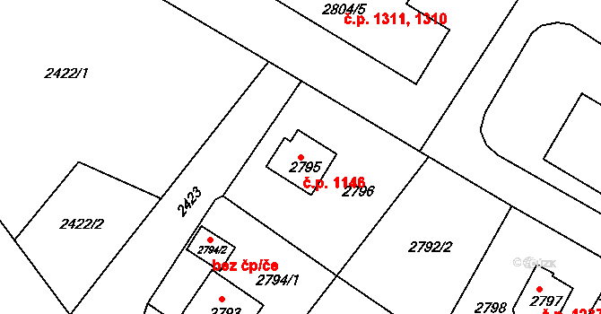 Smržovka 1146 na parcele st. 2795 v KÚ Smržovka, Katastrální mapa