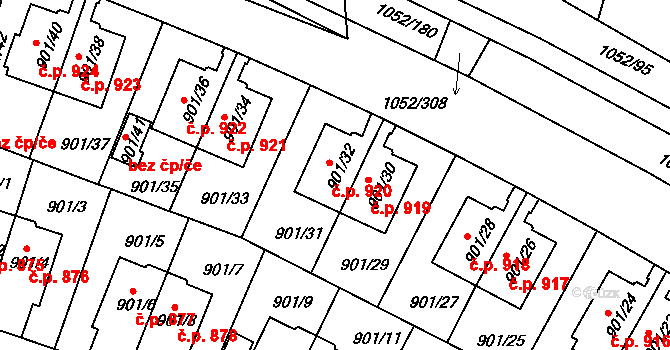 Krč 920, Praha na parcele st. 901/32 v KÚ Krč, Katastrální mapa