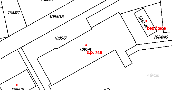 Sedlčany 746 na parcele st. 1085/4 v KÚ Sedlčany, Katastrální mapa