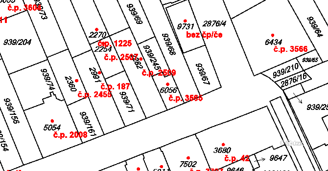 Hodonín 3565 na parcele st. 6056 v KÚ Hodonín, Katastrální mapa