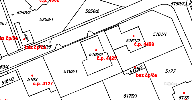 Chomutov 4425 na parcele st. 5162/2 v KÚ Chomutov I, Katastrální mapa