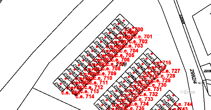 Kuřim 707 na parcele st. 2145/22 v KÚ Kuřim, Katastrální mapa