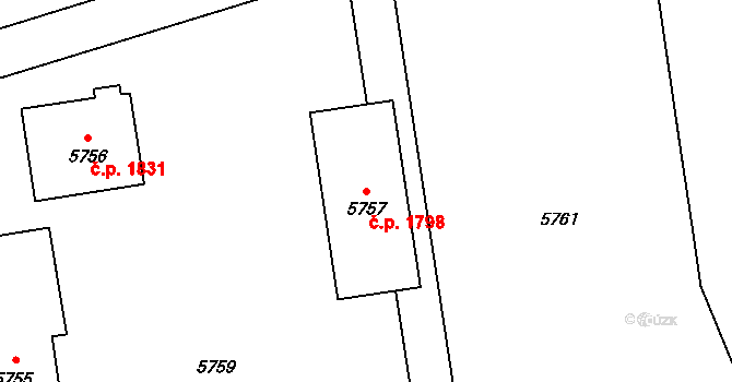 Vsetín 1798 na parcele st. 5757 v KÚ Vsetín, Katastrální mapa