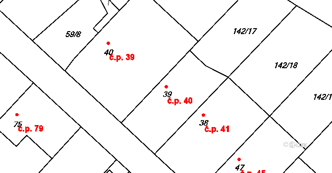 Loukonosy 40, Žiželice na parcele st. 39 v KÚ Loukonosy, Katastrální mapa