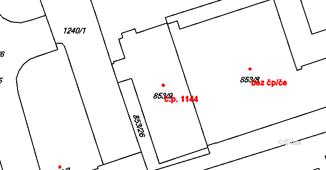 Vítkovice 1144, Ostrava na parcele st. 853/9 v KÚ Vítkovice, Katastrální mapa