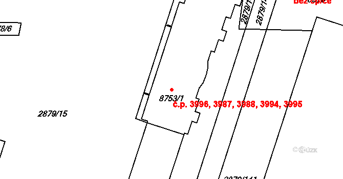 Hodonín 3987,3988,3994,3995, na parcele st. 8753/1 v KÚ Hodonín, Katastrální mapa