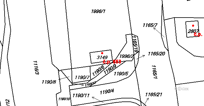 Úšovice 853, Mariánské Lázně na parcele st. 3149 v KÚ Úšovice, Katastrální mapa