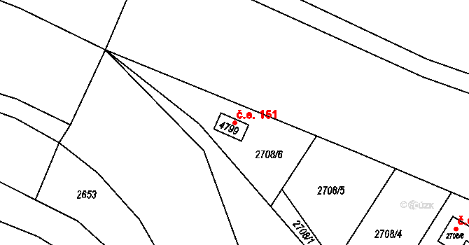 Žamberk 151 na parcele st. 4799 v KÚ Žamberk, Katastrální mapa
