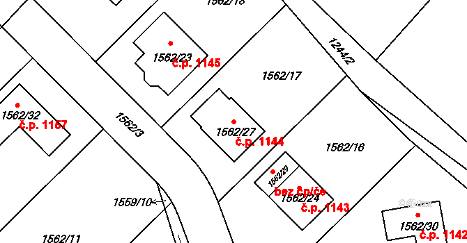 Liberec VI-Rochlice 1144, Liberec na parcele st. 1562/27 v KÚ Rochlice u Liberce, Katastrální mapa