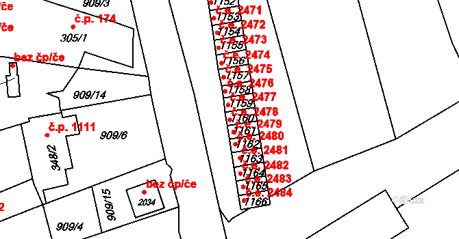 Malenovice 2478, Zlín na parcele st. 1160 v KÚ Malenovice u Zlína, Katastrální mapa