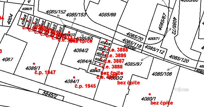 Jihlava 3887 na parcele st. 4084/6 v KÚ Jihlava, Katastrální mapa