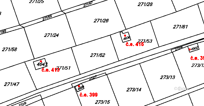 Uherský Brod 414 na parcele st. 271/52 v KÚ Uherský Brod, Katastrální mapa