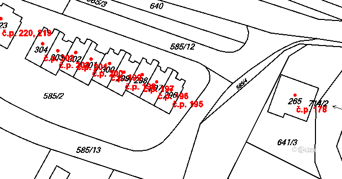 Nížkov 195 na parcele st. 296 v KÚ Nížkov, Katastrální mapa