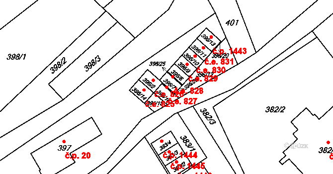 Ráj 827, Karviná na parcele st. 396/7 v KÚ Ráj, Katastrální mapa