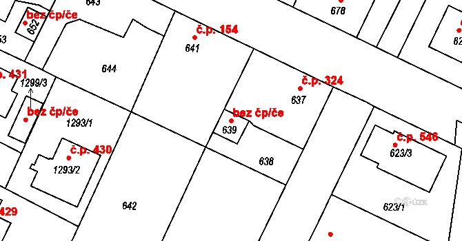 Hřebeč 38568535 na parcele st. 639 v KÚ Hřebeč, Katastrální mapa
