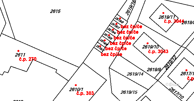 Teplice 39164535 na parcele st. 2619/7 v KÚ Teplice, Katastrální mapa