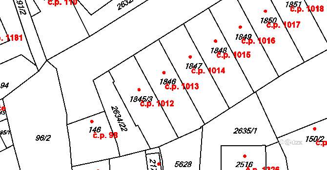 Vizovice 1013 na parcele st. 1846 v KÚ Vizovice, Katastrální mapa