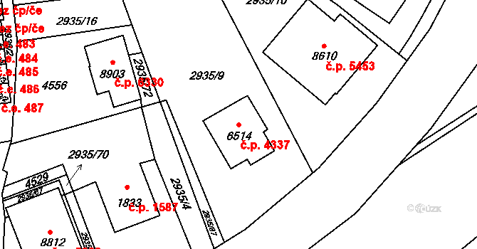 Zlín 4337 na parcele st. 6514 v KÚ Zlín, Katastrální mapa