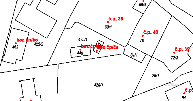 Klatovy 42861535 na parcele st. 447 v KÚ Luby, Katastrální mapa
