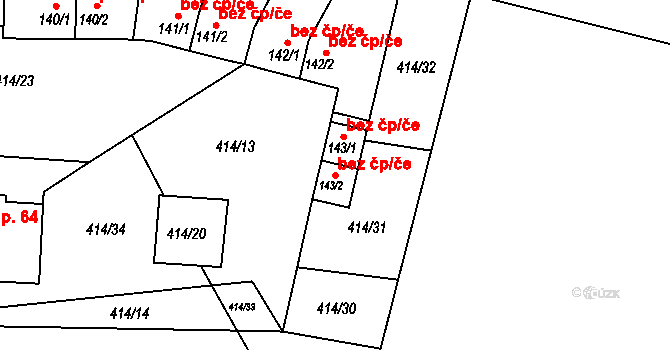 Velký Bor 44689535 na parcele st. 143/2 v KÚ Velký Bor u Horažďovic, Katastrální mapa