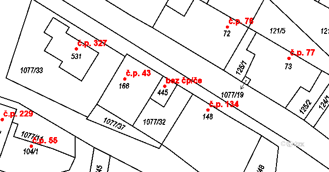 Čimelice 46176535 na parcele st. 445 v KÚ Čimelice, Katastrální mapa