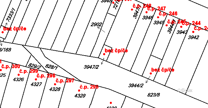 Písek 46211535 na parcele st. 3947/2 v KÚ Písek, Katastrální mapa