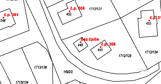 Tymákov 48462535 na parcele st. 446 v KÚ Tymákov, Katastrální mapa