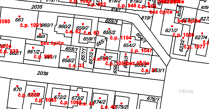 Kbely 1059, Praha na parcele st. 656/2 v KÚ Kbely, Katastrální mapa