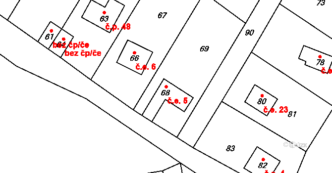 Beroun-Zdejcina 5, Beroun na parcele st. 68 v KÚ Zdejcina, Katastrální mapa
