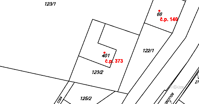 Lichnov 373 na parcele st. 401 v KÚ Lichnov u Nového Jičína, Katastrální mapa