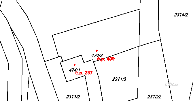 Staré Město 409 na parcele st. 474/2 v KÚ Staré Město pod Králickým Sněžníkem, Katastrální mapa