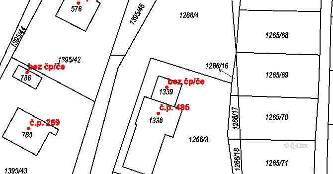 Chvaletice 83541535 na parcele st. 1339 v KÚ Telčice, Katastrální mapa