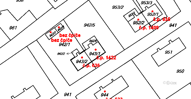 Poruba 1422, Orlová na parcele st. 943/1 v KÚ Poruba u Orlové, Katastrální mapa
