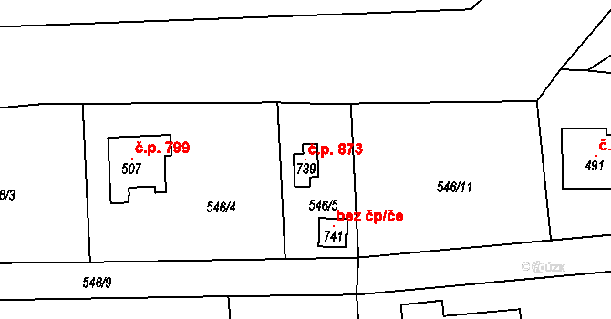 Prostřední Bludovice 873, Horní Bludovice na parcele st. 739 v KÚ Prostřední Bludovice, Katastrální mapa