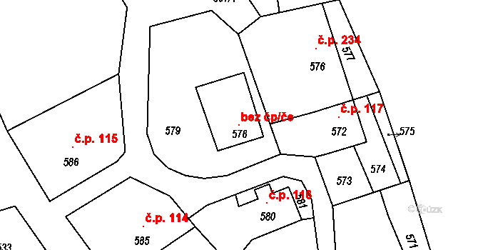 Stonařov 98081535 na parcele st. 578 v KÚ Stonařov, Katastrální mapa