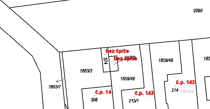 Bečov 98735535 na parcele st. 574 v KÚ Bečov u Mostu, Katastrální mapa