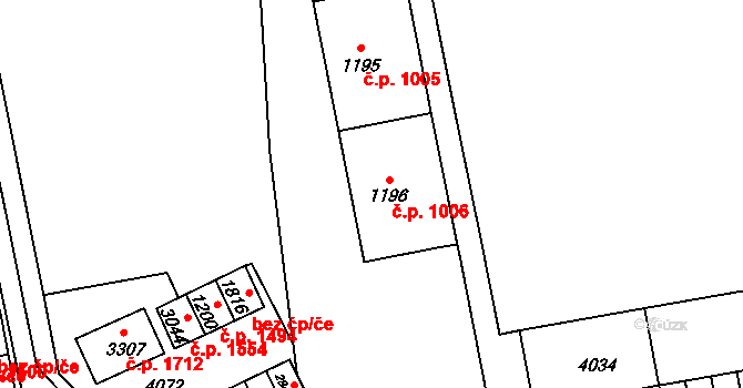 Lipník nad Bečvou I-Město 1006, Lipník nad Bečvou na parcele st. 1196 v KÚ Lipník nad Bečvou, Katastrální mapa