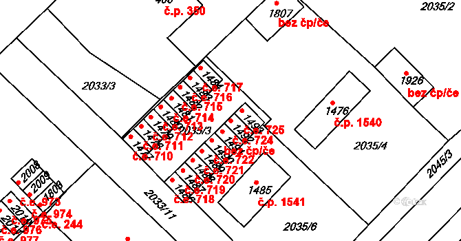 Tišnov 724 na parcele st. 1492 v KÚ Tišnov, Katastrální mapa