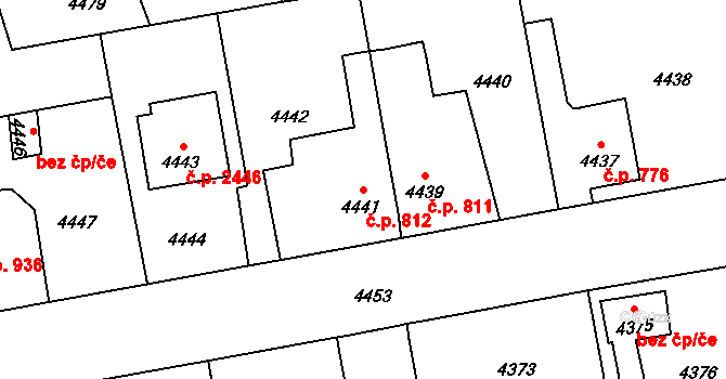 Kročehlavy 812, Kladno na parcele st. 4441 v KÚ Kročehlavy, Katastrální mapa