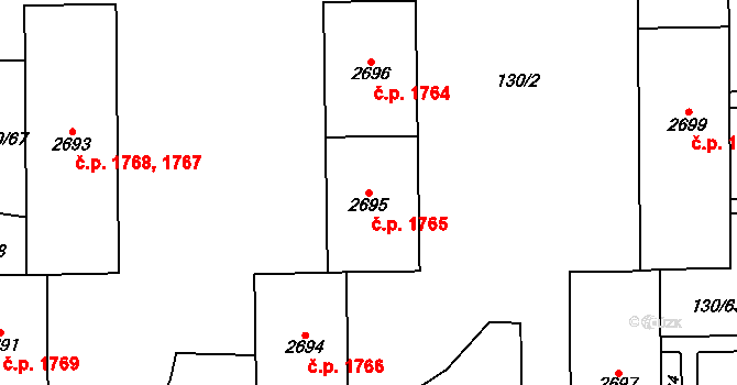 Kraslice 1765 na parcele st. 2695 v KÚ Kraslice, Katastrální mapa