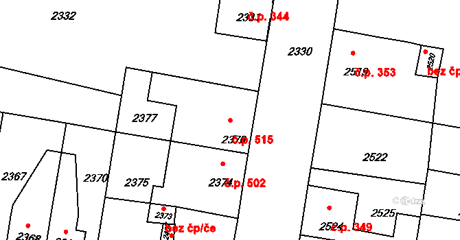 Mimoň I 515, Mimoň na parcele st. 2376 v KÚ Mimoň, Katastrální mapa