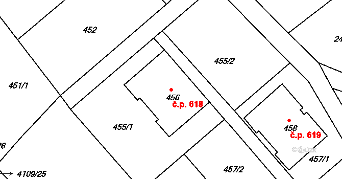 Semily 618 na parcele st. 456 v KÚ Semily, Katastrální mapa