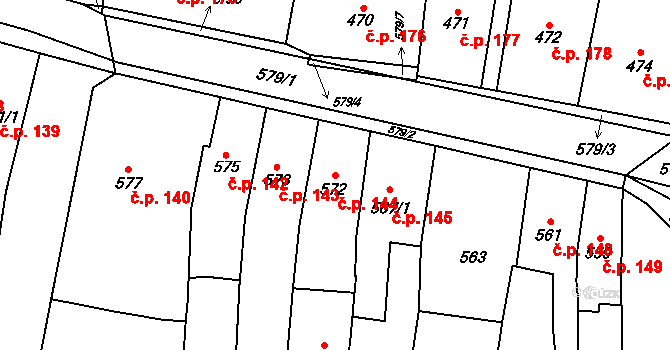 Jilemnice 144 na parcele st. 572 v KÚ Jilemnice, Katastrální mapa