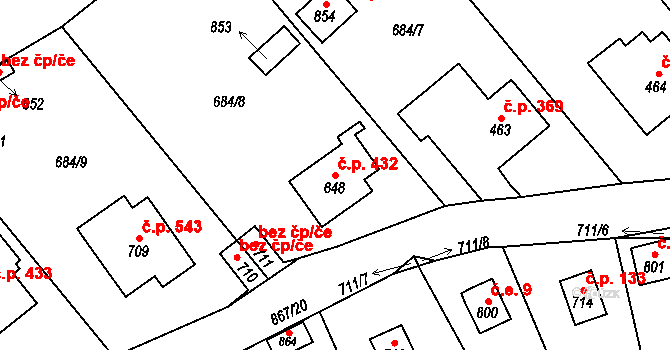 Jablonné nad Orlicí 432 na parcele st. 648 v KÚ Jablonné nad Orlicí, Katastrální mapa