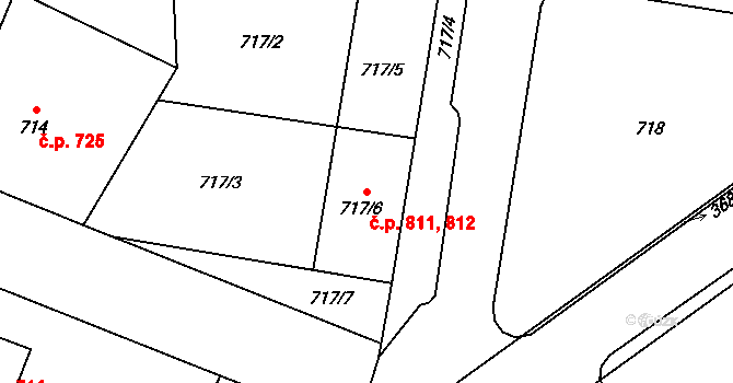 Žamberk 811,812 na parcele st. 717/6 v KÚ Žamberk, Katastrální mapa