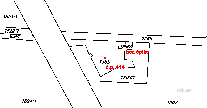 Paskov 414 na parcele st. 1365 v KÚ Paskov, Katastrální mapa