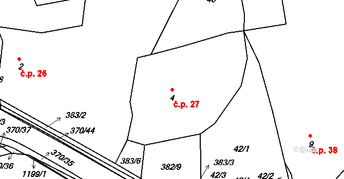 Tajanov 27, Klatovy na parcele st. 4 v KÚ Tajanov u Tupadel, Katastrální mapa