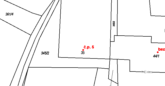 Malý Jeníkov 5, Strmilov na parcele st. 35 v KÚ Malý Jeníkov, Katastrální mapa